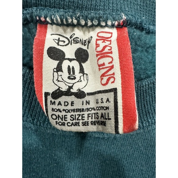 Vtg Disney Designs Mickey Mouse Crew Neck Sweatshirt One Size Fits All Green - Picture 6 of 10